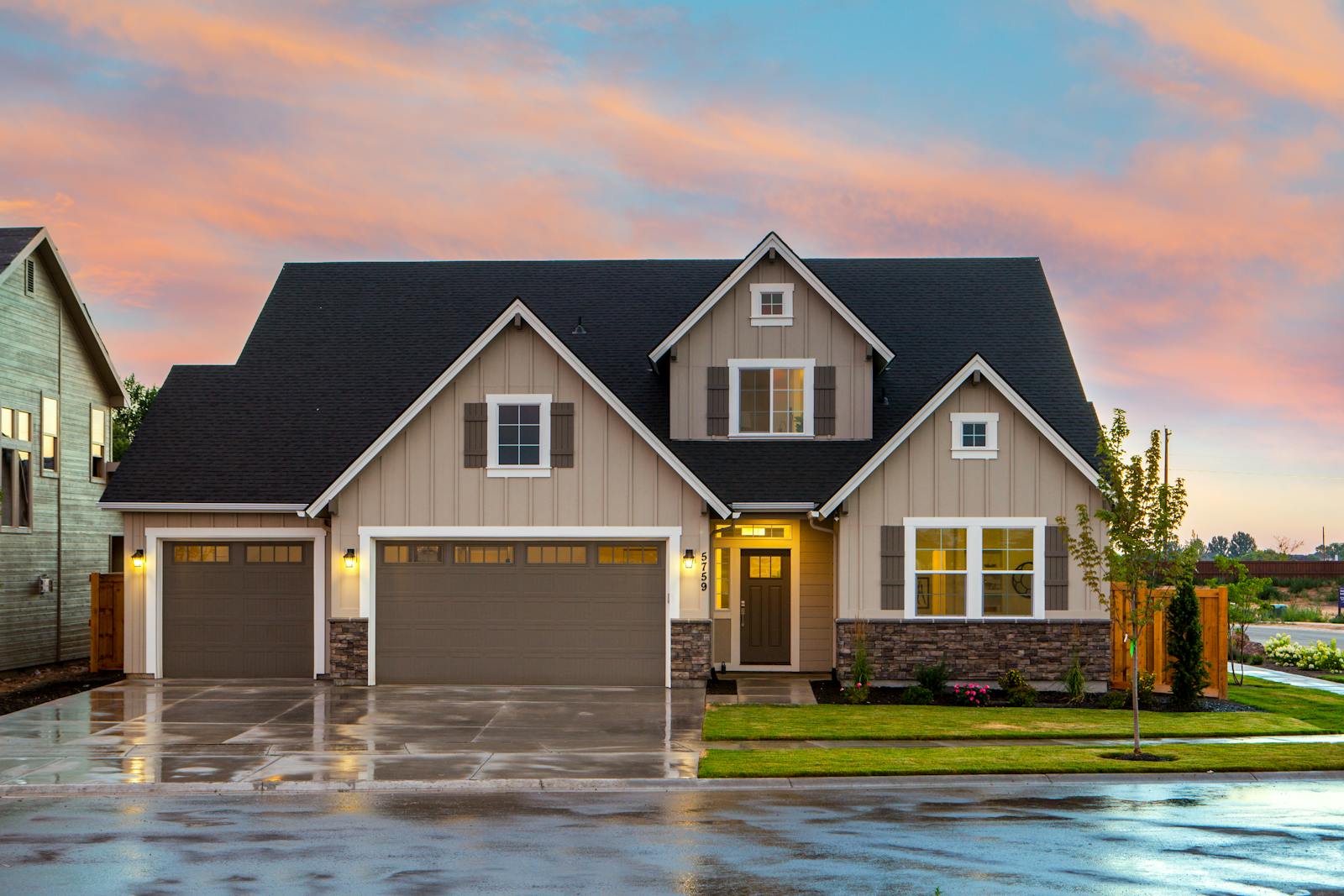 Brown and Gray Painted House in Front of Road, home